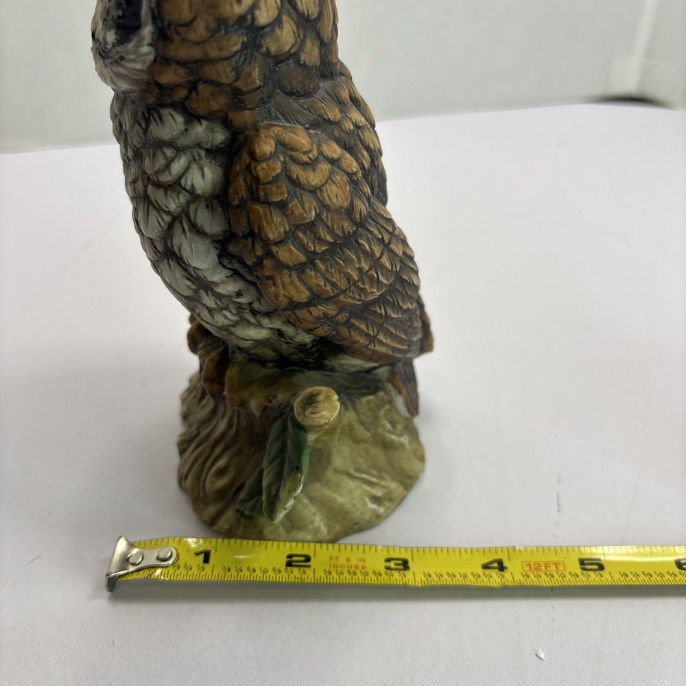Vtg Ardco Brown And White Owl on Tree Stump Figurine C-3213 Made in Taiwan - Picture 8 of 9